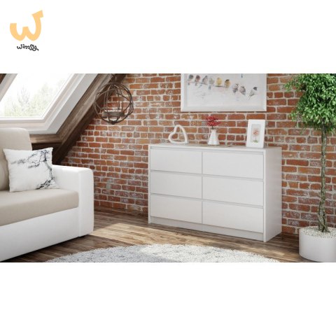 K120 KARO KOMODA 6 SZUFLAD BIAŁY