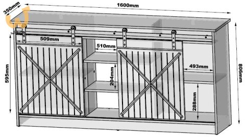 Komoda 160x80x35 GRANERO czarny/czarny poł Komoda 160x80x35 GRANERO czarny/czarny poł