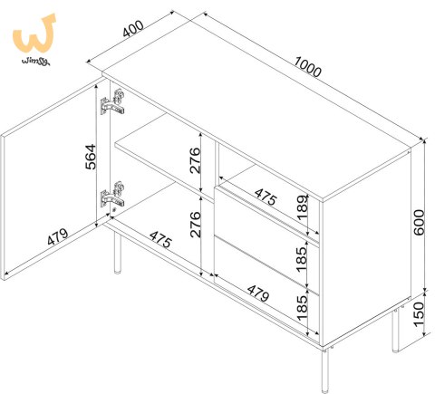 Komoda 1D2S TRESSE 100x40x75 zieleń mat Komoda 1D2S TRESSE 100x40x75 zieleń mat