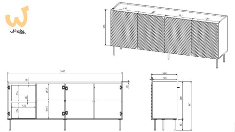Komoda 4D2SZ ONDA 200x45xH85 zieleń Komoda 4D2SZ ONDA 200x45xH85 zieleń