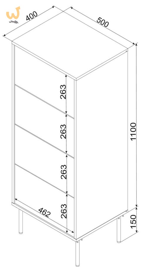 Komoda 4S TRESSE 50x40x125 zieleń mat Komoda 4S TRESSE 50x40x125 zieleń mat