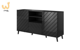 Komoda ABETO 150x42x82 czarny/czarny połysk
