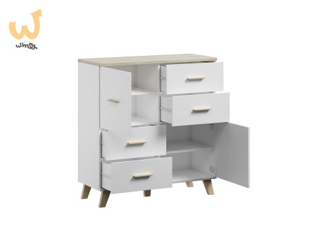 Komoda LOTTA 110 2D4S biały+ dąb sonoma Komoda LOTTA 110 2D4S biały+ dąb sonoma