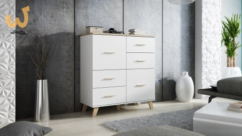 Komoda LOTTA 110 2D4S biały+ dąb sonoma Komoda LOTTA 110 2D4S biały+ dąb sonoma