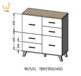 Komoda LOTTA 110 2D4S biały+ dąb sonoma Komoda LOTTA 110 2D4S biały+ dąb sonoma