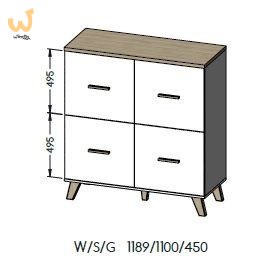 Komoda LOTTA 110 4D wotan + czarny mat Komoda LOTTA 110 4D wotan + czarny mat