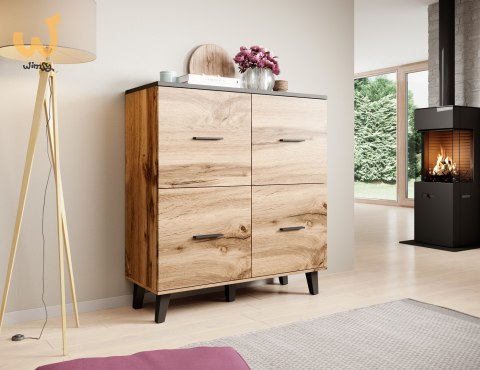 Komoda LOTTA 110 4D wotan + czarny mat Komoda LOTTA 110 4D wotan + czarny mat