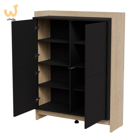 Komoda PORTO 100x38x130 dąb/czarny Komoda PORTO 100x38x130 dąb/czarny