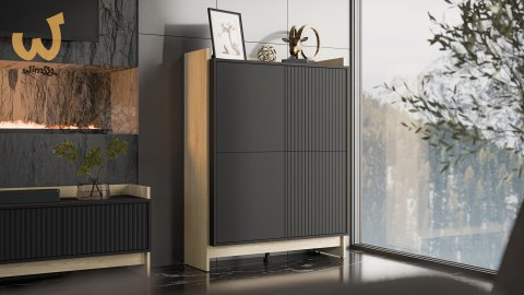 Komoda PORTO 100x38x130 dąb/czarny Komoda PORTO 100x38x130 dąb/czarny