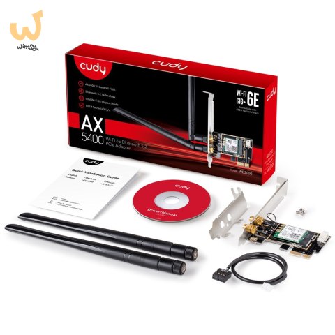 Karta sieciowa CUDY WE3000 AX5400 Wi-Fi 6 + BT 5.2 Intel AX210 PCIe Karta sieciowa CUDY WE3000 AX5400 Wi-Fi 6 + BT 5.2 Intel AX210 PCIe