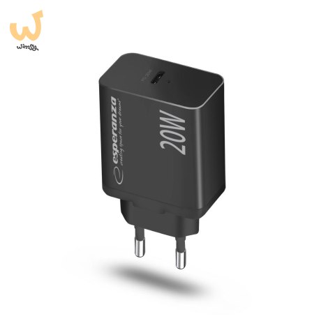 ESPERANZA ŁADOWARKA SIECIOWA 20W USB-C PD CZARNA EZC104K ESPERANZA ŁADOWARKA SIECIOWA 20W USB-C PD CZARNA EZC104K