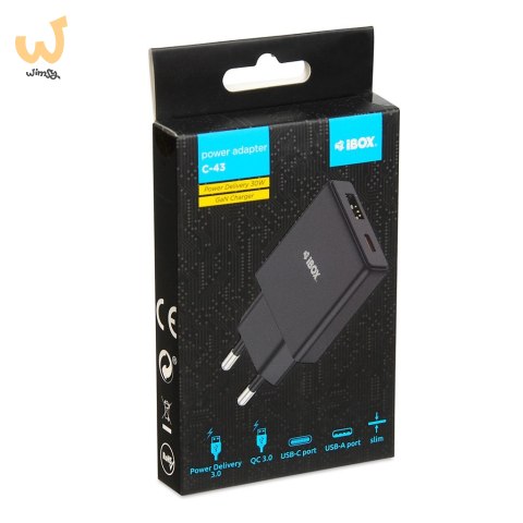 IBOX ŁADOWARKA UNIWERSALNA C-43 GAN PD30W SLIM USB A+C BLACK IBOX ŁADOWARKA UNIWERSALNA C-43 GAN PD30W SLIM USB A+C BLACK
