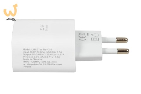 ŁADOWARKA SIECIOWA I-BOX C-37 PD20W USB-C ŁADOWARKA SIECIOWA I-BOX C-37 PD20W USB-C