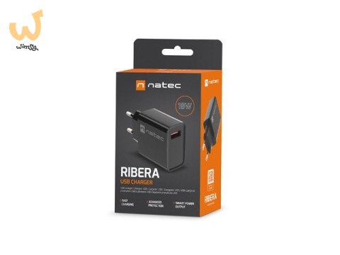 NATEC ŁADOWARKA SIECIOWA RIBERA USB-A 18W CZARNA NUC-2058 NATEC ŁADOWARKA SIECIOWA RIBERA USB-A 18W CZARNA NUC-2058