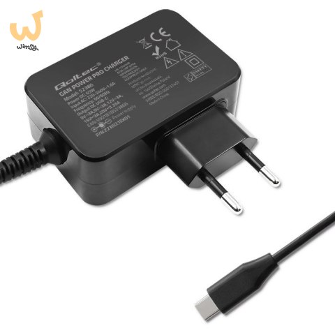 QOLTEC ŁADOWARKA GAN POWER PRO | 1XUSB-C | 65W | 5-20V | 3-3.25A | CZARNA QOLTEC ŁADOWARKA GAN POWER PRO | 1XUSB-C | 65W | 5-20V | 3-3.25A | CZARNA