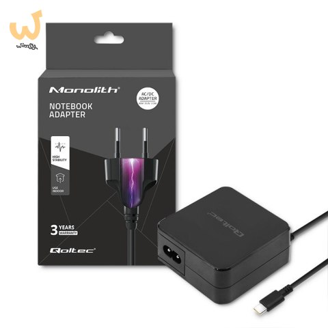 QOLTEC ZASILACZ SIECIOWY 65W | 5-20.3V | 2-3.25A | USB TYP C | PD QOLTEC ZASILACZ SIECIOWY 65W | 5-20.3V | 2-3.25A | USB TYP C | PD