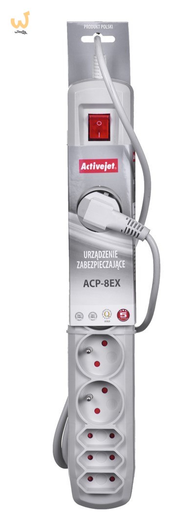 Listwa przeciwprzepięciowa Activejet APN-8g/5m-GR (3 x Typ C, 5 x UTE; 10 A; 5m; kolor szary) Listwa przeciwprzepięciowa Activejet APN-8g/5m-GR (3 x Typ C, 5 x UTE; 10 A; 5m; kolor szary)