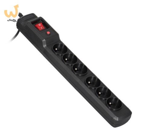 Listwa przeciwprzepięciowa Activejet COMBO 6gn/3m/cz (10A; 2300W) 3m; kolor czarny Listwa przeciwprzepięciowa Activejet COMBO 6gn/3m/cz (10A; 2300W) 3m; kolor czarny