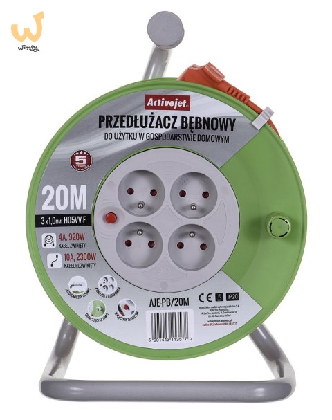 Przedłużacz bębnowy Activejet PB/20m Przedłużacz bębnowy Activejet PB/20m