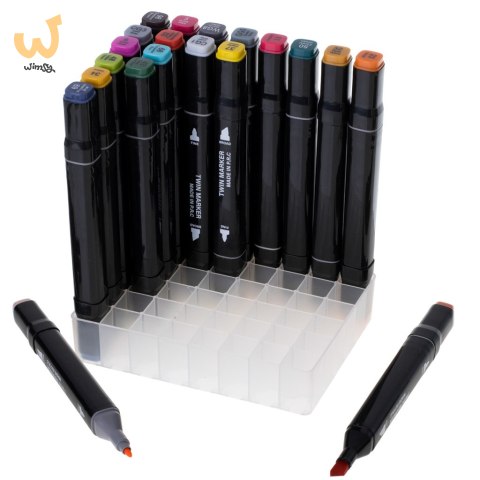 Markery dwustronne mazaki alkoholowe w etui 48 + podstawka Markery dwustronne mazaki alkoholowe w etui 48 + podstawka
