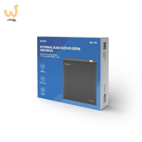 SAVIO NAGRYWARKA ZEWNĘTRZNA TYPU SLIM CD/DVD R/RW - USB 2.0 AK-43 SAVIO NAGRYWARKA ZEWNĘTRZNA TYPU SLIM CD/DVD R/RW - USB 2.0 AK-43