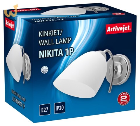 Kinkiet klasyczny pojedyńczy Activejet NIKITA Nikiel E27 do salonu Kinkiet klasyczny pojedyńczy Activejet NIKITA Nikiel E27 do salonu