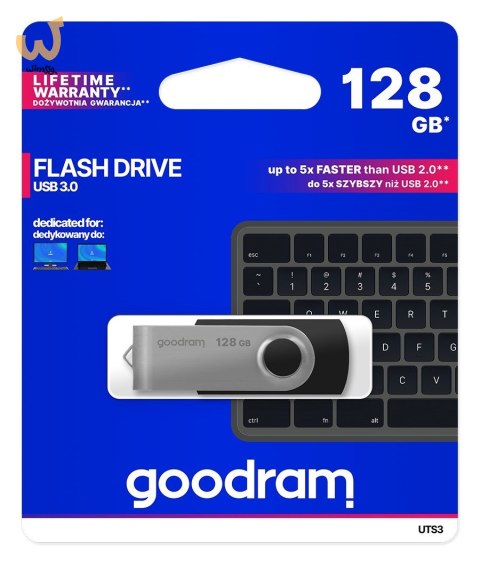 Pendrive GoodRam UTS3-1280K0R11 (128GB; USB 3.0; kolor czarny) Pendrive GoodRam UTS3-1280K0R11 (128GB; USB 3.0; kolor czarny)