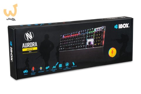 Klawiatura mechaniczna IBOX AURORA K-4 RGB IKGMK4 (USB; (US); kolor czarny) Klawiatura mechaniczna IBOX AURORA K-4 RGB IKGMK4 (USB; (US); kolor czarny)