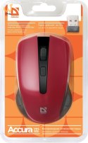 DEFENDER MYSZ BEZPRZEWODOWA ACCURA MM-935 RF CZERWONA OPTICAL 1600DPI 4P 52937