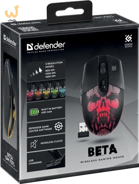 DEFENDER MYSZ GM-707L BETA OPTIC BEZPRZEWODOWA 1600DPI 6P 52707 DEFENDER MYSZ GM-707L BETA OPTIC BEZPRZEWODOWA 1600DPI 6P 52707