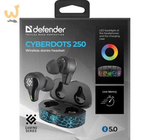 DEFENDER SŁUCHAWKI BLUETOOTH CYBERDOTS 250 GAMING CZARNE 63250 DEFENDER SŁUCHAWKI BLUETOOTH CYBERDOTS 250 GAMING CZARNE 63250