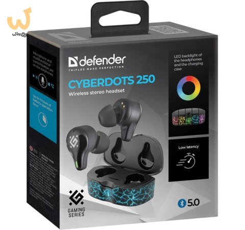 DEFENDER SŁUCHAWKI BLUETOOTH CYBERDOTS 250 GAMING CZARNE 63250 DEFENDER SŁUCHAWKI BLUETOOTH CYBERDOTS 250 GAMING CZARNE 63250