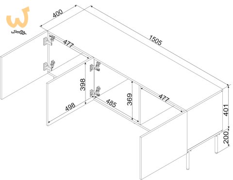 Szafka RTV SIENA 150,5x40x60 kaszmir mat Szafka RTV SIENA 150,5x40x60 kaszmir mat
