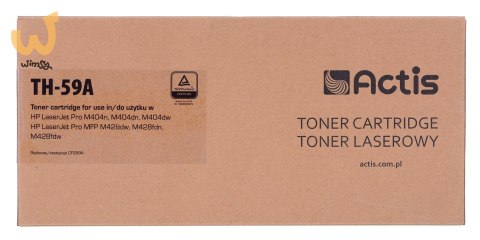 Actis TH-59A Toner (zamiennik HP CF259A; Supreme; 3000 stron; czarny) z chipem monitorującym poziom tonera. Zalecamy wyłączenie Actis TH-59A Toner (zamiennik HP CF259A; Supreme; 3000 stron; czarny) z chipem monitorującym poziom tonera. Zalecamy wyłączenie