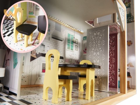 Domek dla lalek drewniany MDF mebelki 122cm XXL LED Domek dla lalek drewniany MDF mebelki 122cm XXL LED