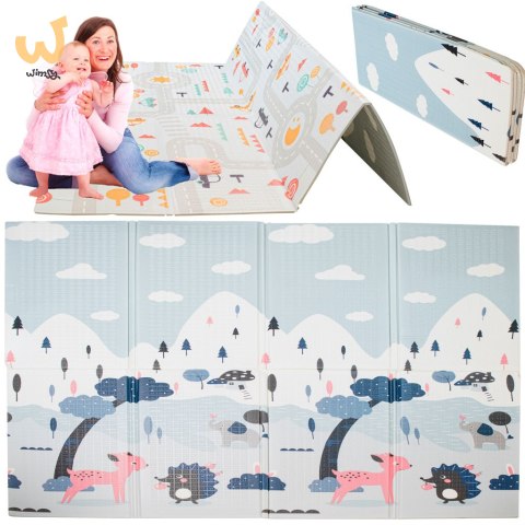 Mata edukacyjna piankowa dwustronna składana ulica las 177 x 158 cm Mata edukacyjna piankowa dwustronna składana ulica las 177 x 158 cm