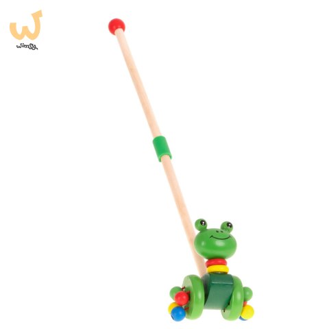 Pchacz na kiju żabka spacerowa drewniana Pchacz na kiju żabka spacerowa drewniana