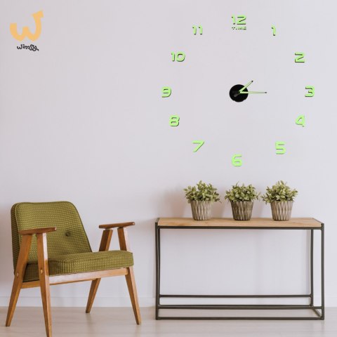 Zegar ścienny naklejany DIY fluorescencyjny regulowany 50-60cm 12 cyfr Zegar ścienny naklejany DIY fluorescencyjny regulowany 50-60cm 12 cyfr