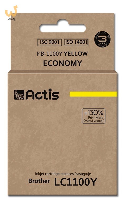 Actis KB-1100Y Tusz (zamiennik Brother LC1100Y/980Y; Standard; 19 ml; żółty) Actis KB-1100Y Tusz (zamiennik Brother LC1100Y/980Y; Standard; 19 ml; żółty)