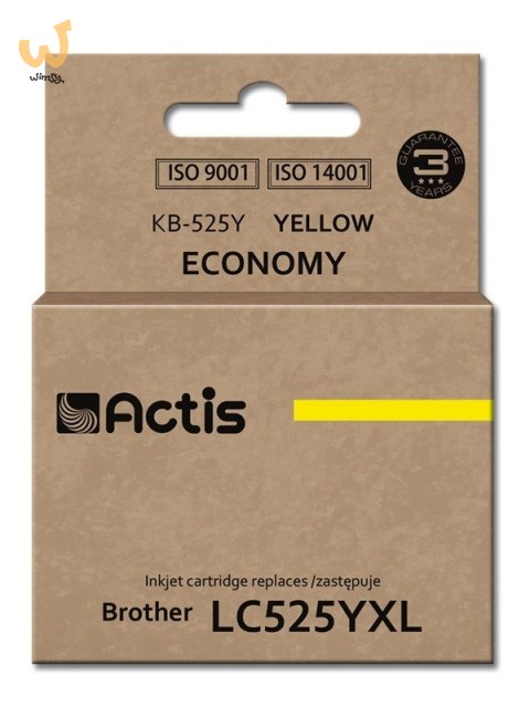 Actis KB-525Y Tusz (zamiennik Brother LC525Y; Standard; 15 ml; żółty) Actis KB-525Y Tusz (zamiennik Brother LC525Y; Standard; 15 ml; żółty)