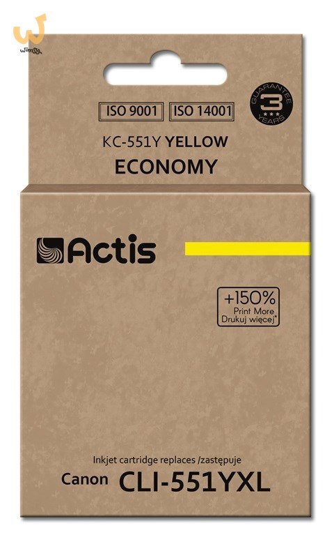 Actis KC-551Y Tusz (zamiennik Canon CLI-551Y; Standard; 12 ml; żółty) Actis KC-551Y Tusz (zamiennik Canon CLI-551Y; Standard; 12 ml; żółty)