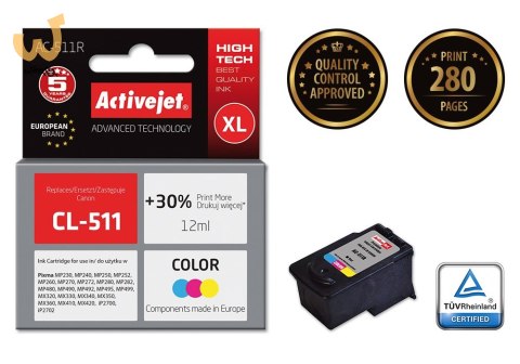 Activejet AC-511R Tusz (zamiennik Canon CL-511; Premium; 12 ml; kolor) Activejet AC-511R Tusz (zamiennik Canon CL-511; Premium; 12 ml; kolor)