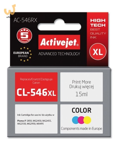 Activejet AC-546RX Tusz (zamiennik Canon CL-546XL; Premium; 15 ml; kolor)