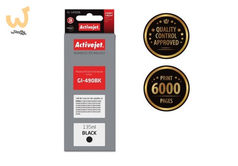 Activejet AC-G490Bk Tusz (zamiennik Canon GI-490BK; Supreme; 135 ml; 6000 stron, czarny) Activejet AC-G490Bk Tusz (zamiennik Canon GI-490BK; Supreme; 135 ml; 6000 stron, czarny)