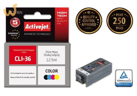 Activejet ACC-36N Tusz (zamiennik Canon CLI-36; Supreme; 12,5 ml; kolor) Activejet ACC-36N Tusz (zamiennik Canon CLI-36; Supreme; 12,5 ml; kolor)