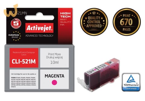 Activejet ACC-521MN Tusz (zamiennik Canon CLI-521M; Supreme; 10 ml; czerwony) Activejet ACC-521MN Tusz (zamiennik Canon CLI-521M; Supreme; 10 ml; czerwony)