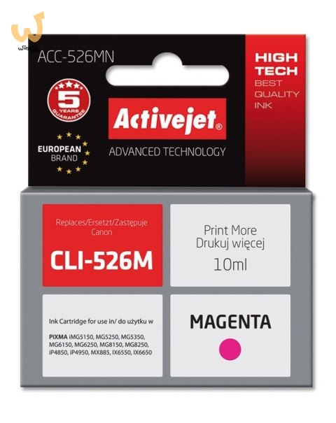 Activejet ACC-526MN Tusz (zamiennik Canon CLI-526M; Supreme; 10 ml; czerwony) Activejet ACC-526MN Tusz (zamiennik Canon CLI-526M; Supreme; 10 ml; czerwony)