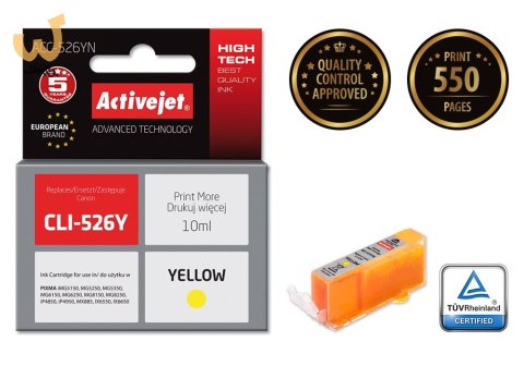 Activejet ACC-526YN Tusz (zamiennik Canon CLI-526Y; Supreme; 10 ml; żółty) Activejet ACC-526YN Tusz (zamiennik Canon CLI-526Y; Supreme; 10 ml; żółty)