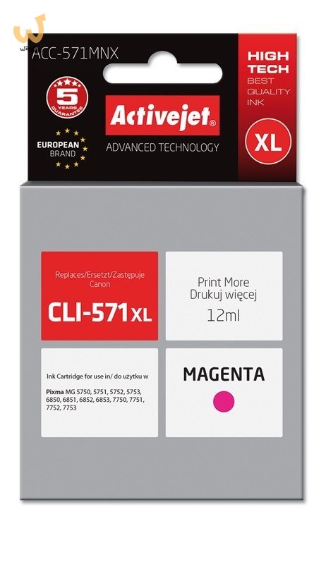 Activejet ACC-571MNX Tusz (zamiennik Canon CLI-571XLM; Supreme; 12 ml; czerwony) Activejet ACC-571MNX Tusz (zamiennik Canon CLI-571XLM; Supreme; 12 ml; czerwony)