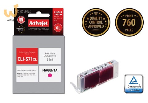 Activejet ACC-571MNX Tusz (zamiennik Canon CLI-571XLM; Supreme; 12 ml; czerwony) Activejet ACC-571MNX Tusz (zamiennik Canon CLI-571XLM; Supreme; 12 ml; czerwony)